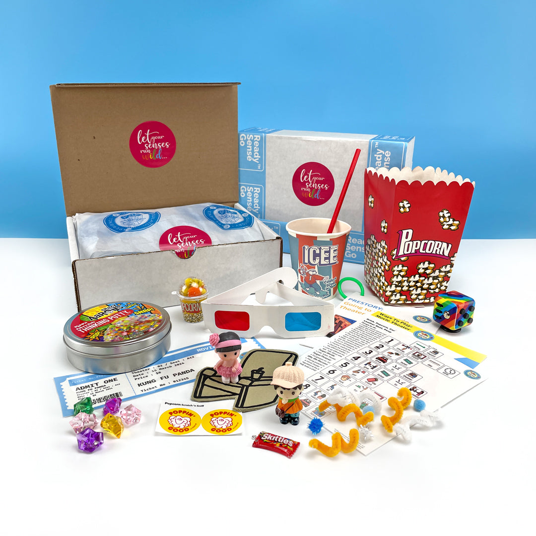 PRE BOX Going to the Movies Sensory Box benefiting typically developing and Neurodiverse children.