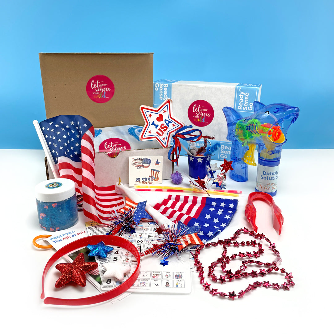 PRE BOX 4th of July Sensory Box benefiting typically developing and Neurodiverse children.