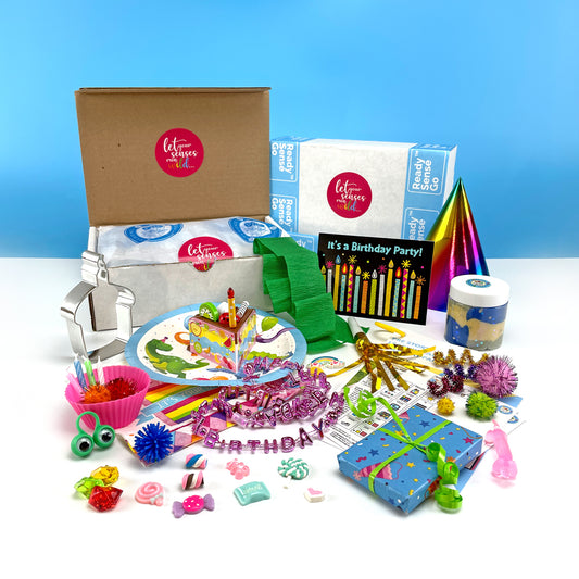 PRE BOX Birthday Party Sensory Box benefiting typically developing and Neurodiverse children.