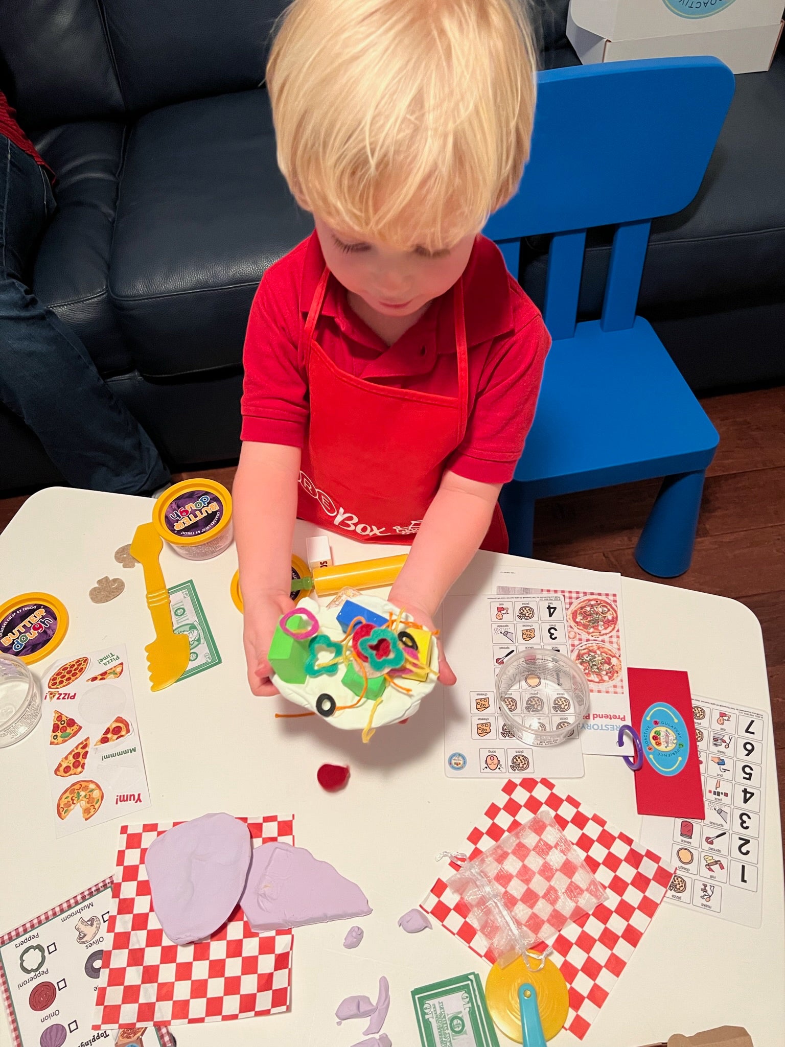 PRE BOX Pizza Sensory Box benefiting typically developing and Neurodiverse children.